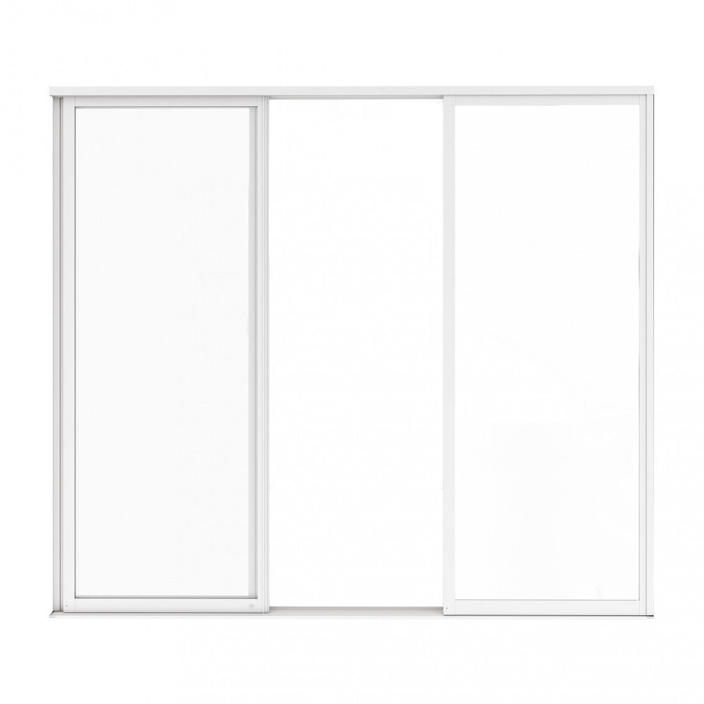 Vista da interno della pergola chiusa con laterale in vetro scorrevole, per un comfort invernale.