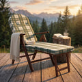 Poltrona relax Cosma in legno di faggio con cuscino tartan verde
