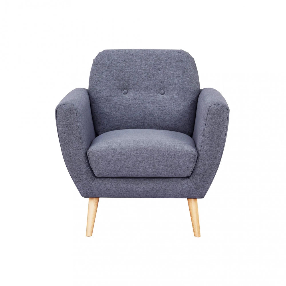 Poltrona Burton in Tessuto Grigio Scuro (84 cm) con bottoni decorativi, gambe in polipropilene, design moderno