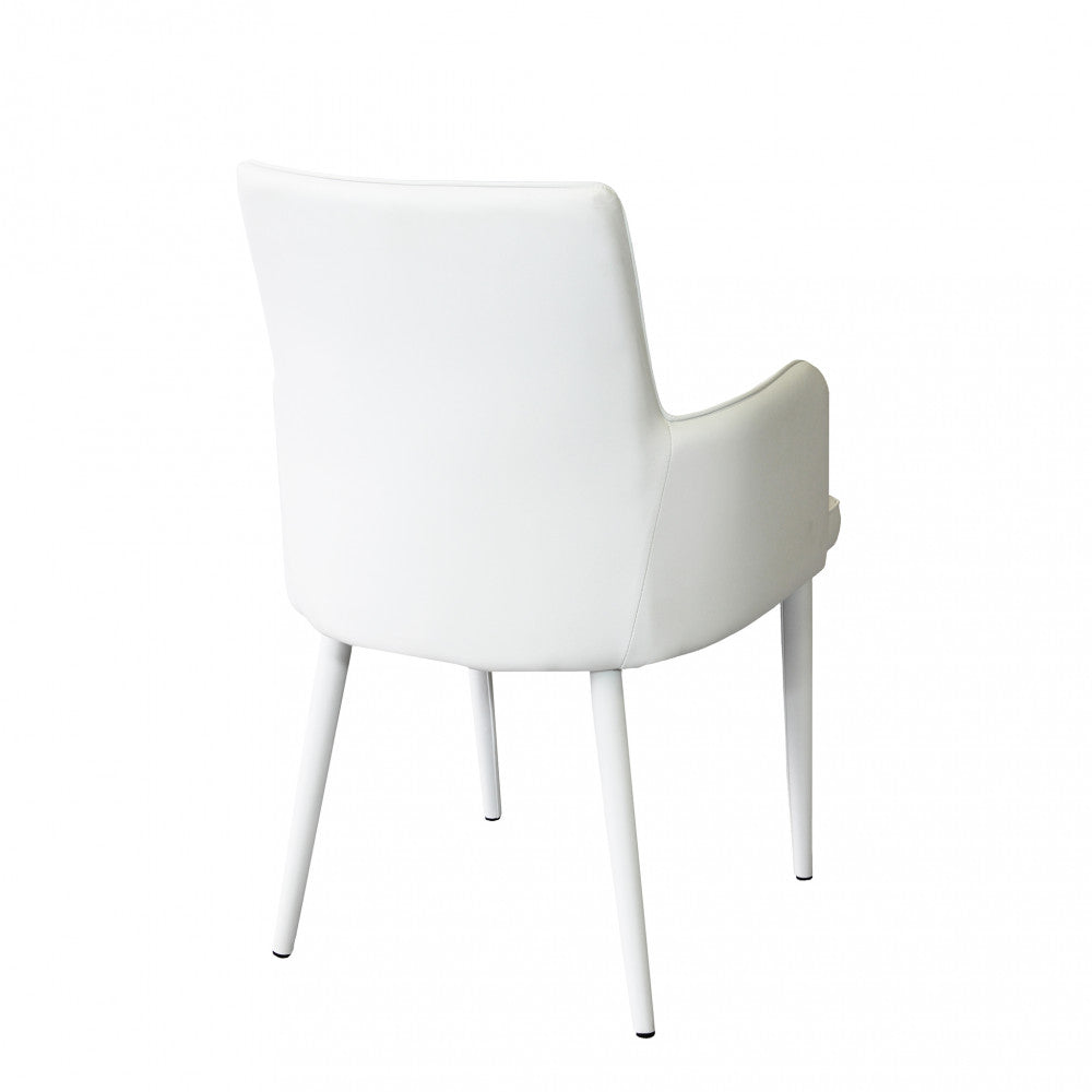 Poltrona Camille di colore bianco, imbottita con braccioli, design moderno, vista retro laterale