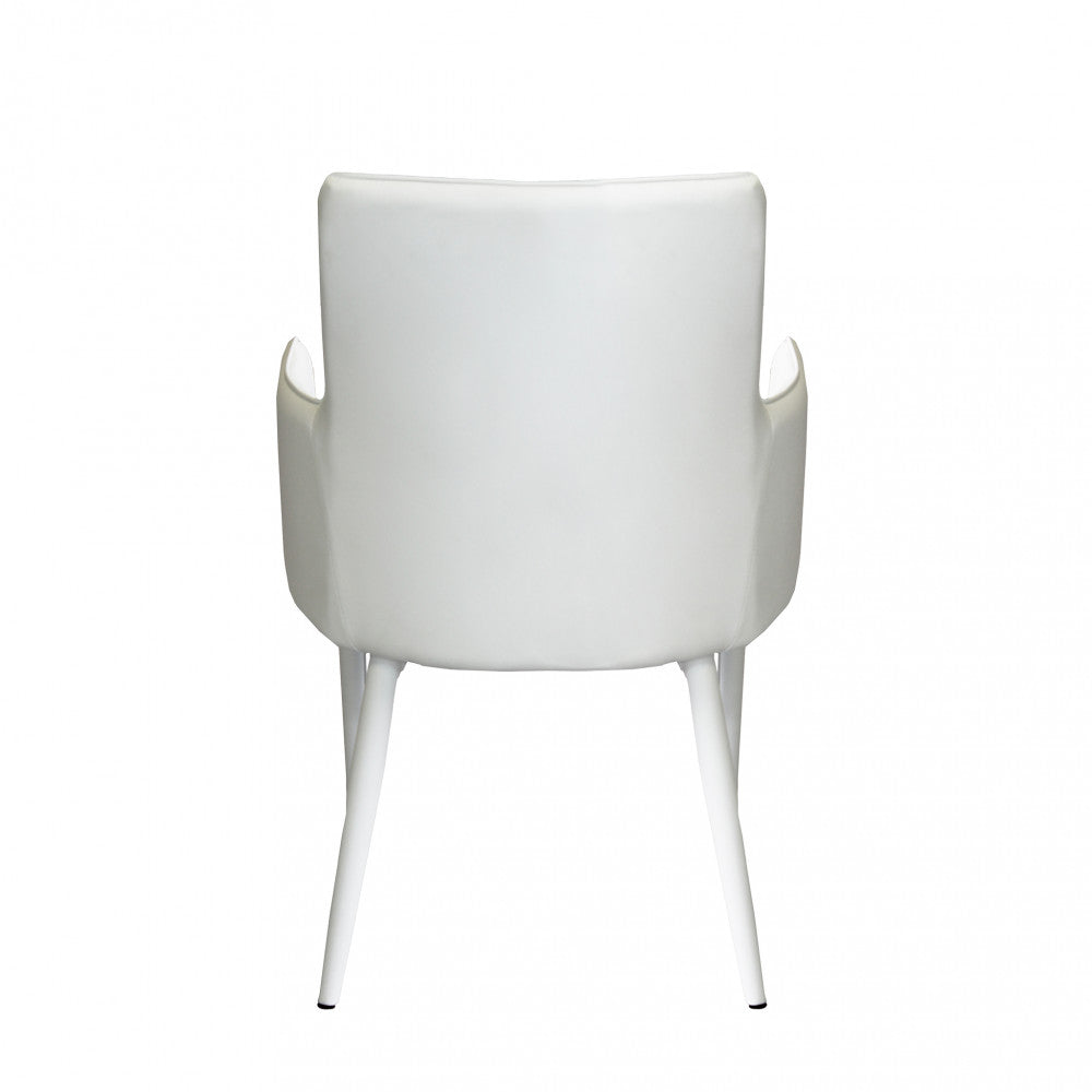 Poltrona Camille di colore bianco, imbottita con braccioli, design moderno, vista dal retro
