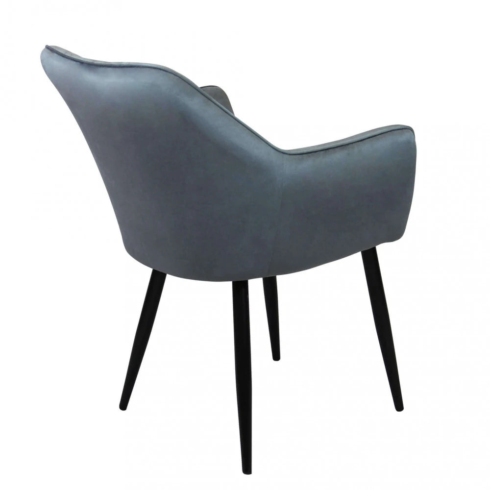 Poltrona Candy: Velluto Grigio per un Lusso Quotidiano, panoramica posteriore