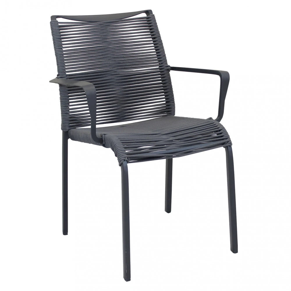 Poltrona Catalina antracite da giardino con design avvolgente e seduta in textilene.