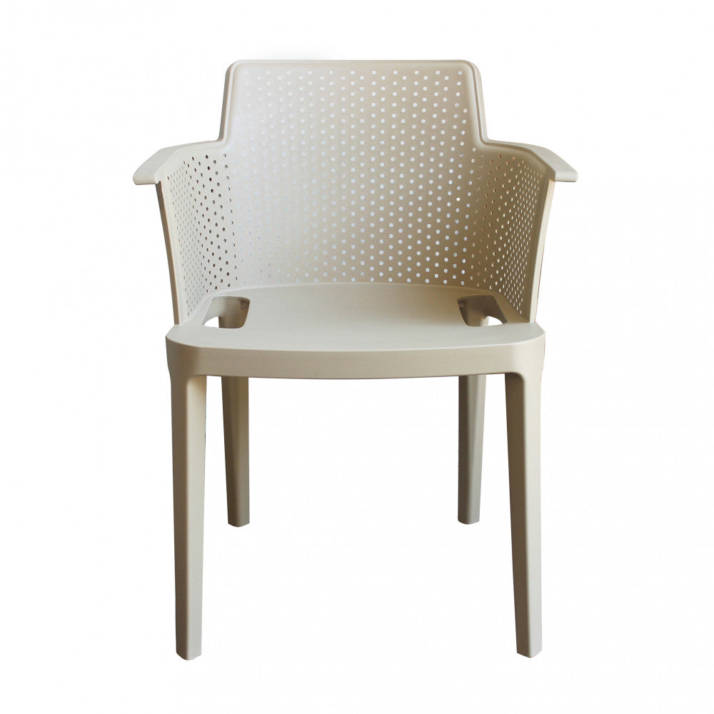 Poltrona Cathy color tortora in polipropilene, leggera e resistente.