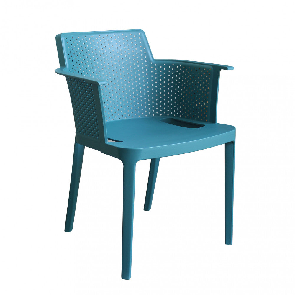 Poltrona Cathy color verde petrolio in polipropilene, leggera e resistente.