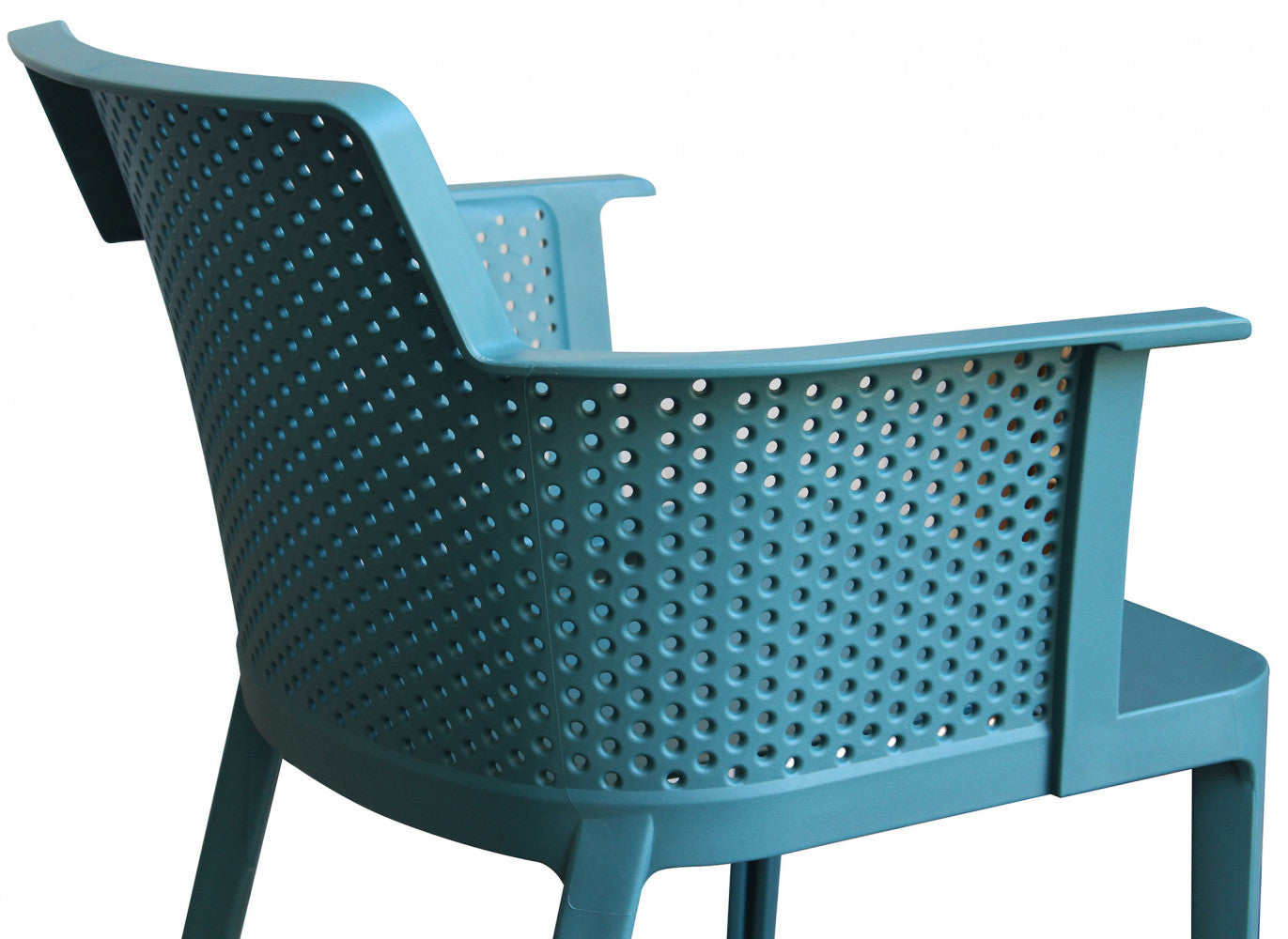 Poltrona Cathy color verde petrolio in polipropilene, leggera e resistente.