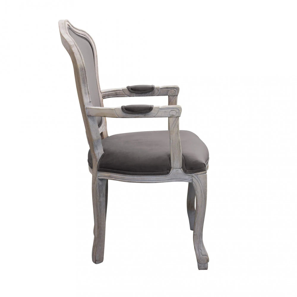 Poltrona in Velluto Taupe Charlene: Lusso e Design per Sala da Pranzo vista laterale