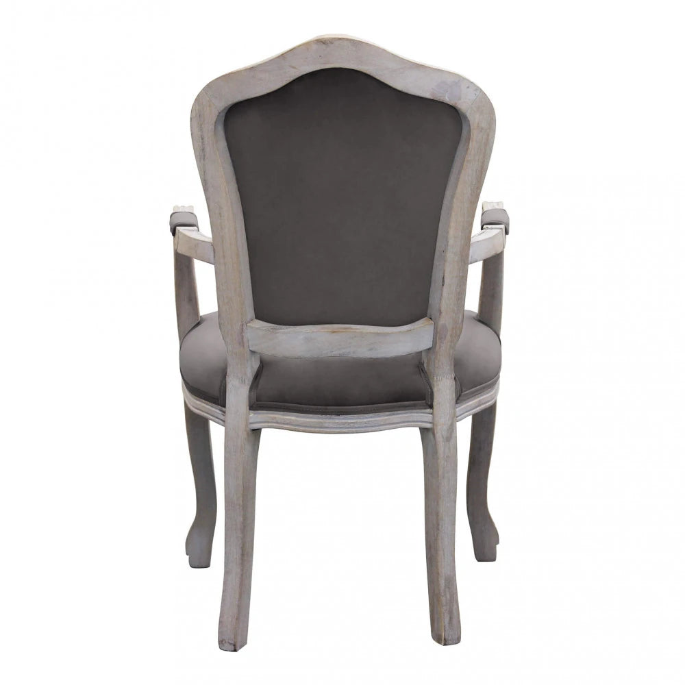 Poltrona in Velluto Taupe Charlene: Lusso e Design per Sala da Pranzo vista retro