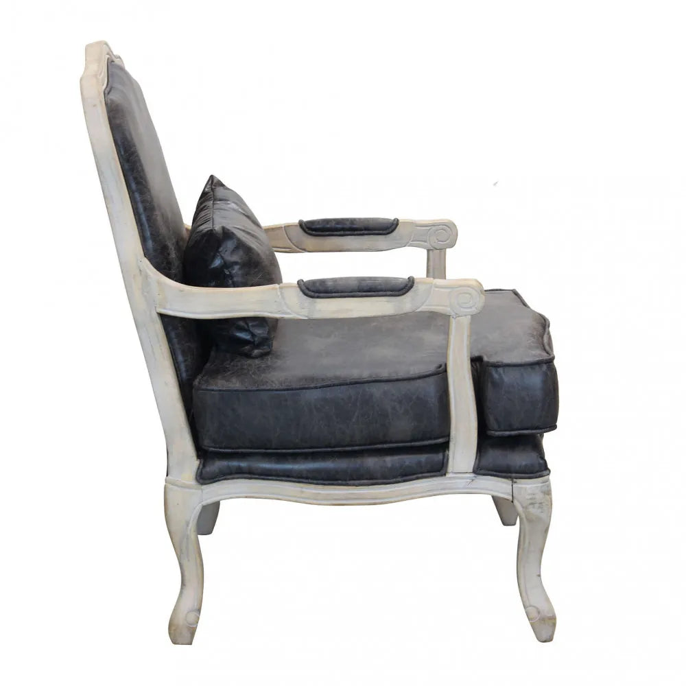 Poltrona Christy design vintage in ecopelle grigia vista laterale