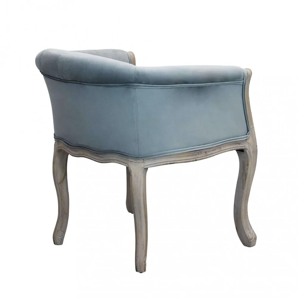 Poltrona Coreen in velluto grigio scuro con braccioli e struttura in legno 61cm vista retro