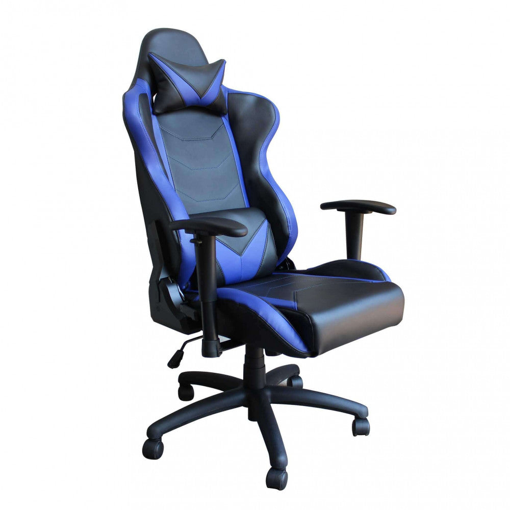 Vista di tre quarti della poltrona da ufficio Fallout, che evidenzia il design ergonomico e i braccioli regolabili.