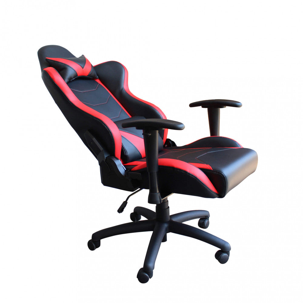 Poltrona da gaming Fallout mostrata in posizione reclinata, ideale per i momenti di pausa e relax nello studio.