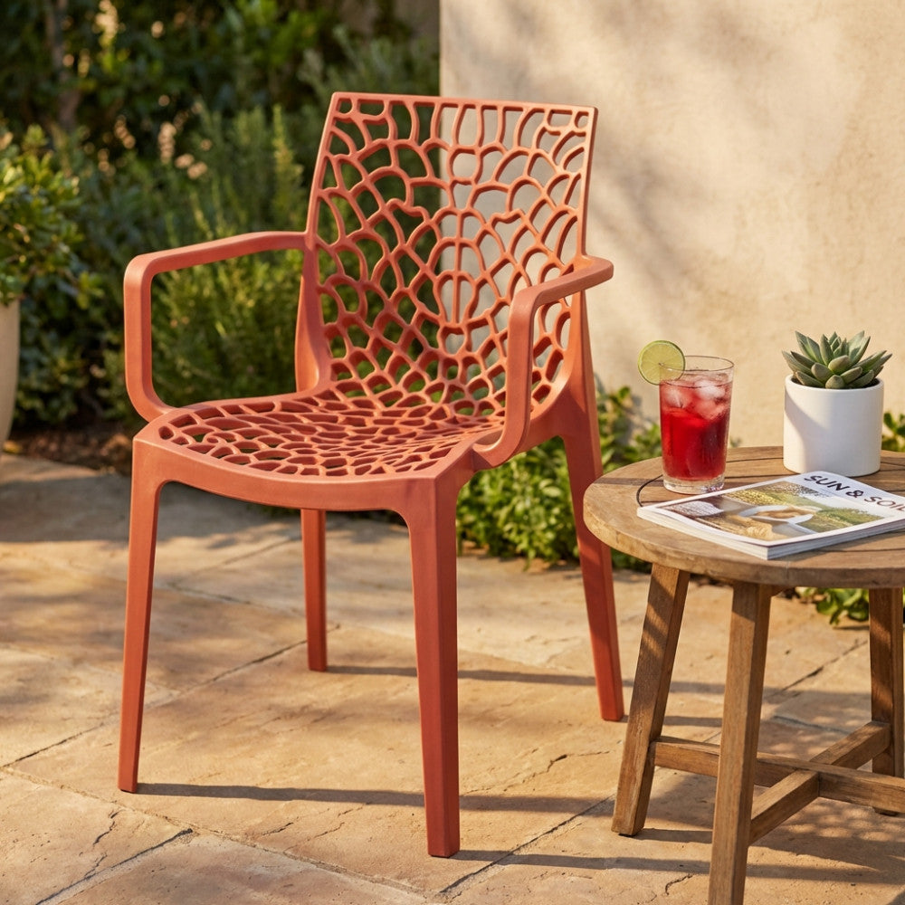 Poltrona Darlene Impilabile in Polipropilene Rosso - HF807364-RED