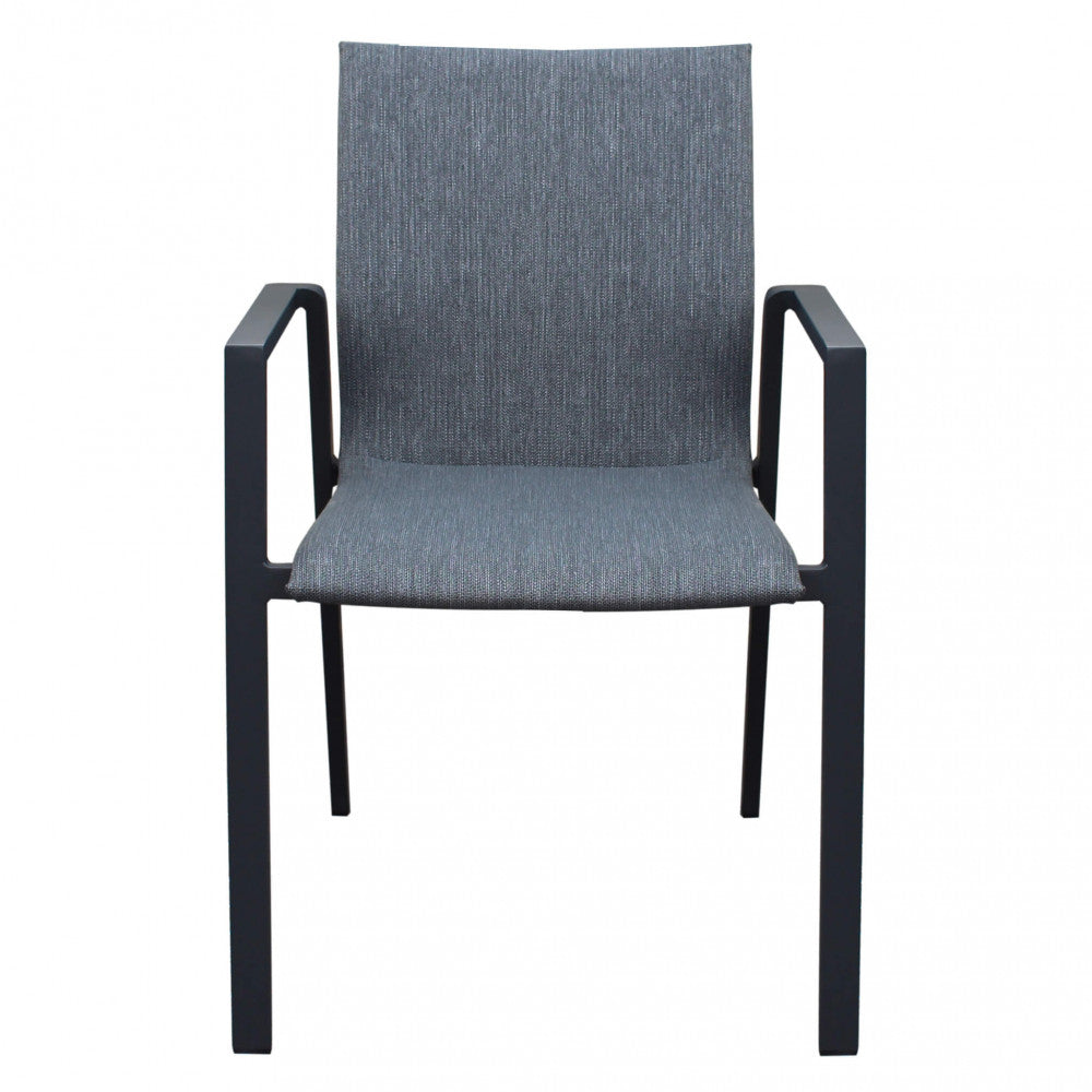 Poltrona da Esterno Djerba impilabile color antracite, in alluminio e textilene imbottito.