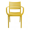 Poltrona Eveline color giallo in polipropilene con braccioli.