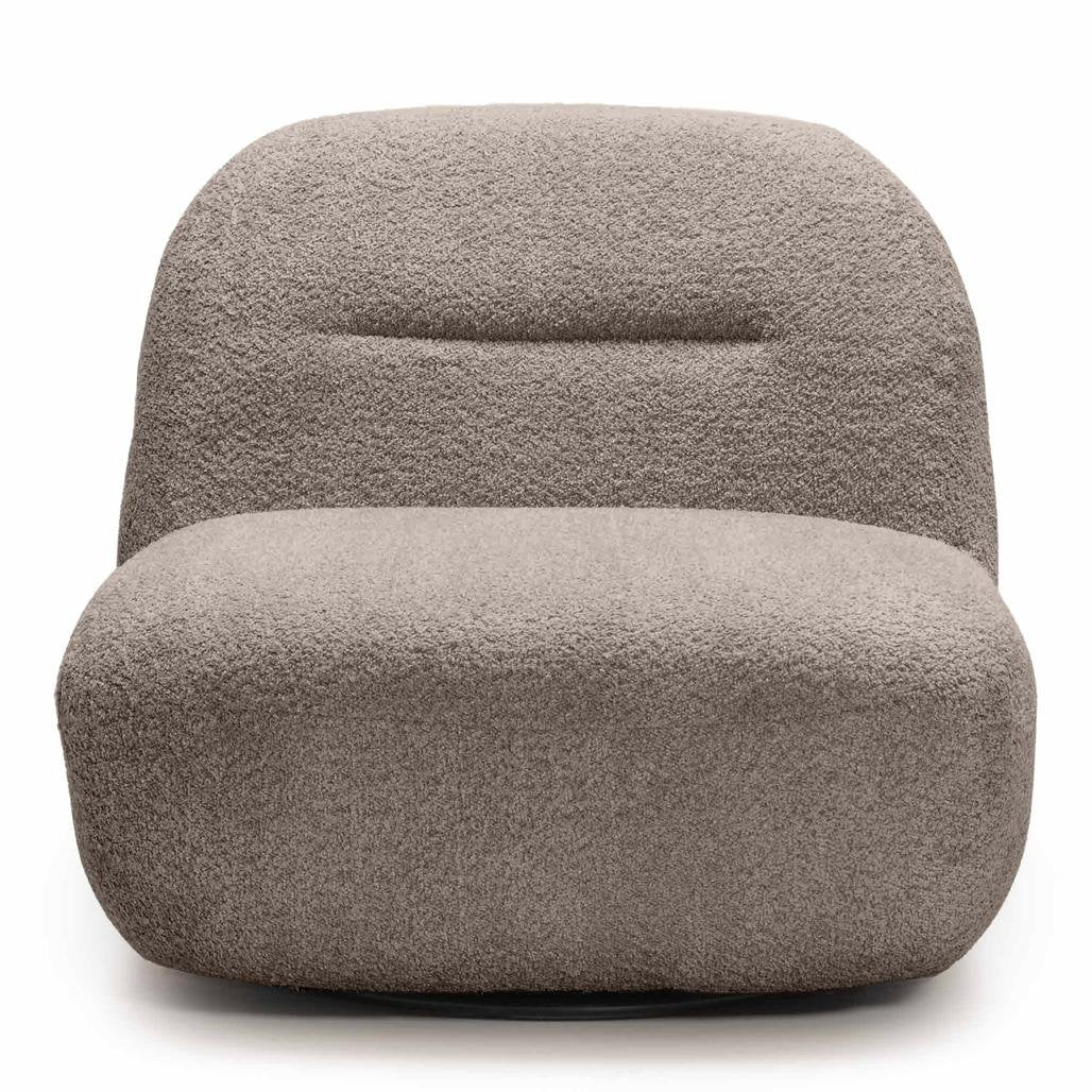 Poltrona girevole Bochic marrone grigio dalle forme tonde - NN-BOC-UPH-ARM-LIGGRE-337