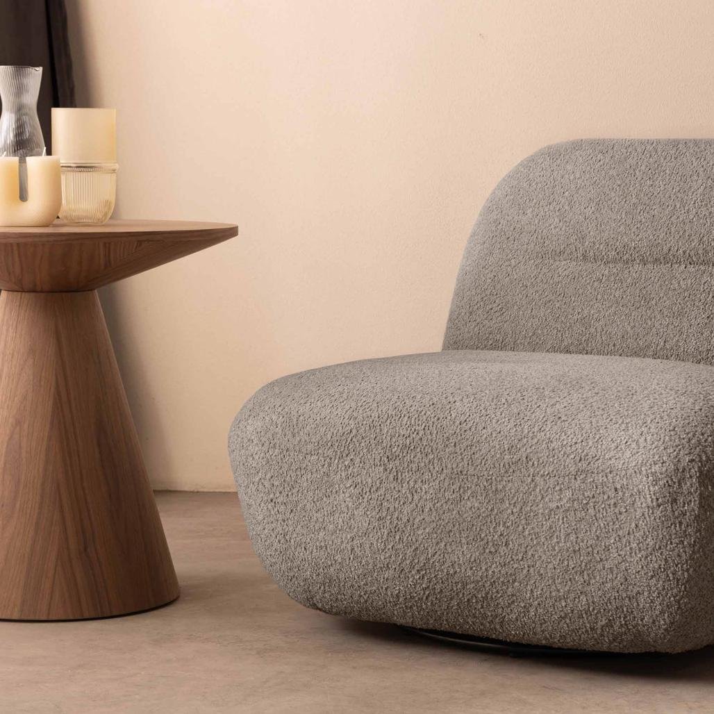 Poltrona girevole Bochic marrone grigio dalle forme tonde - NN-BOC-UPH-ARM-LIGGRE-337 - foto 3