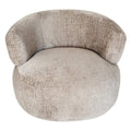 Poltrona girevole Cornel in ciniglia beige dalle forme tonde - NN-COR-UPH-ARM-BEI-323