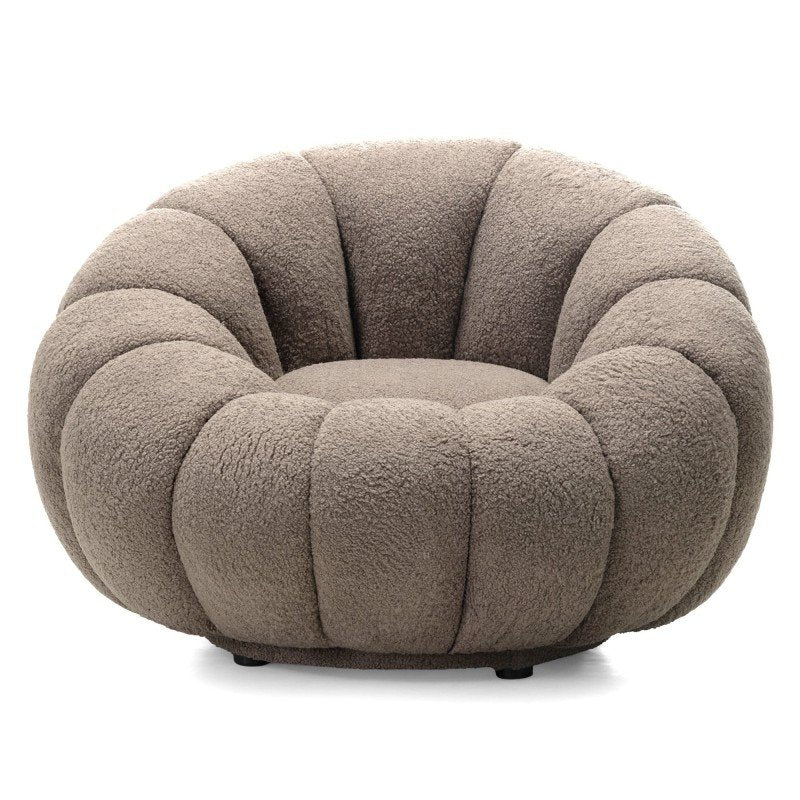 Poltrona girevole Flower in bouclé cappuccino - NN-FLO-UPH-ARM-MOC-626
