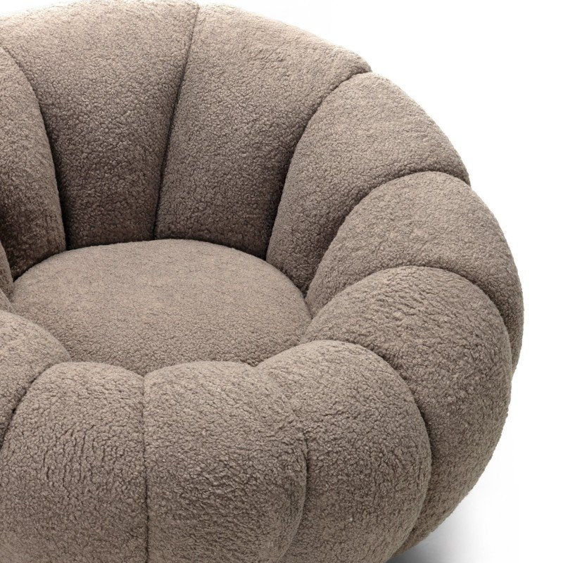 Poltrona girevole Flower in bouclé cappuccino - NN-FLO-UPH-ARM-MOC-626 - foto 3