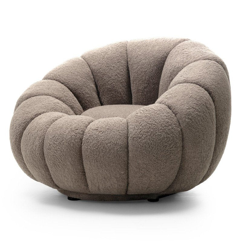 Poltrona girevole Flower in bouclé cappuccino - NN-FLO-UPH-ARM-MOC-626 - foto 4