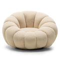Poltrona girevole Loel in bouclé beige dalle forme tonde - NN-LOE-UPH-ARM-BEI-208