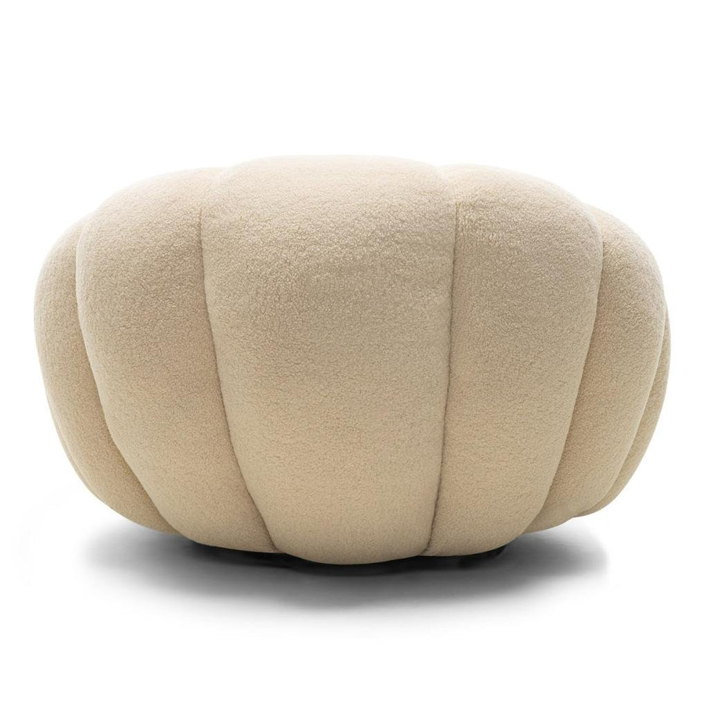 Poltrona girevole Loel in bouclé beige dalle forme tonde - NN-LOE-UPH-ARM-BEI-208 - foto 7