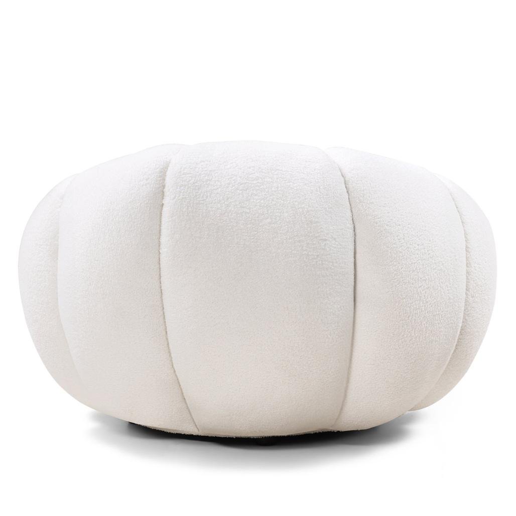 Poltrona girevole Loel in bouclé bianco dalle forme tonde - NN-LOE-UPH-ARM-OFFWHI-147 - foto 4