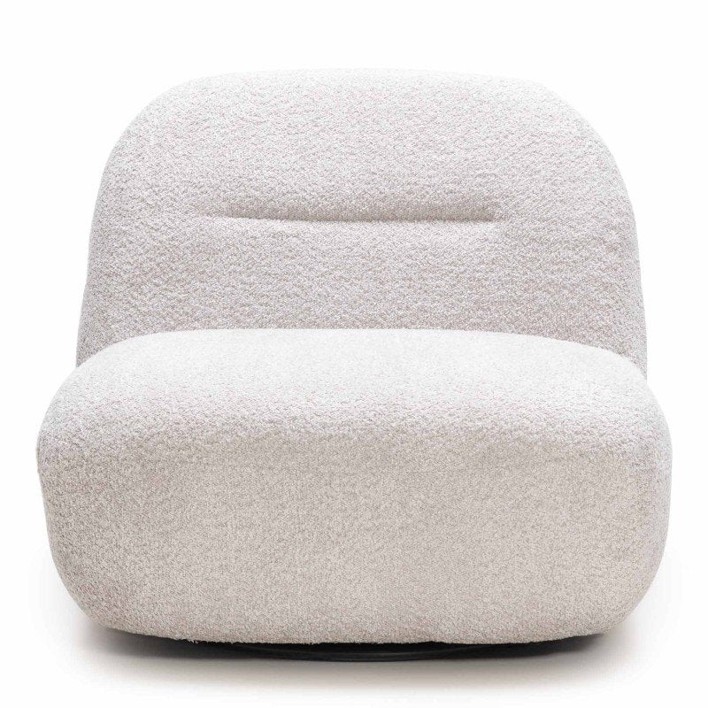 Poltrona girevole Moom grigio beige dalle forme tonde - NN-MOO-UPH-ARM-GREBEI-621