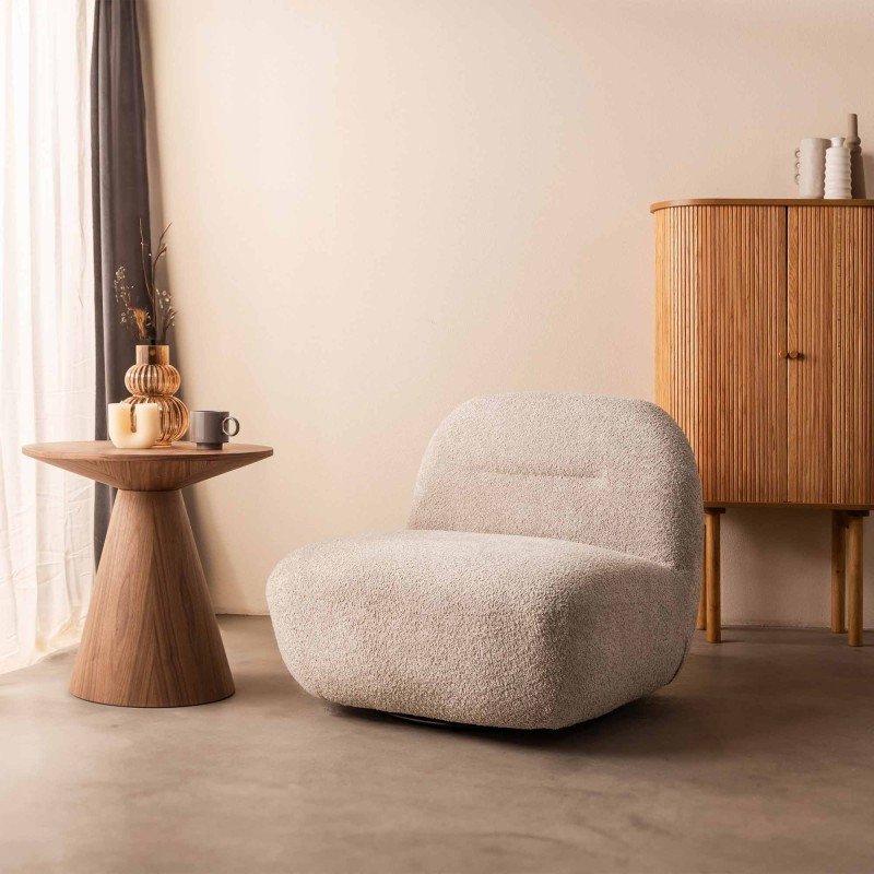 Poltrona girevole Moom grigio beige dalle forme tonde - NN-MOO-UPH-ARM-GREBEI-621 - foto 2