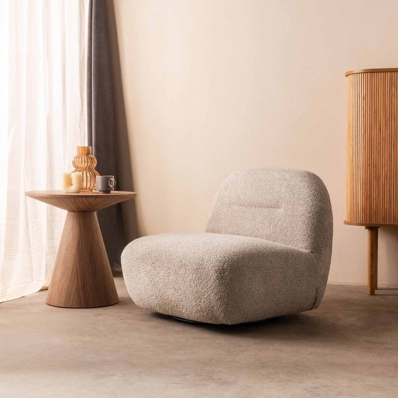 Poltrona girevole Moom grigio beige dalle forme tonde - NN-MOO-UPH-ARM-GREBEI-621 - foto 3