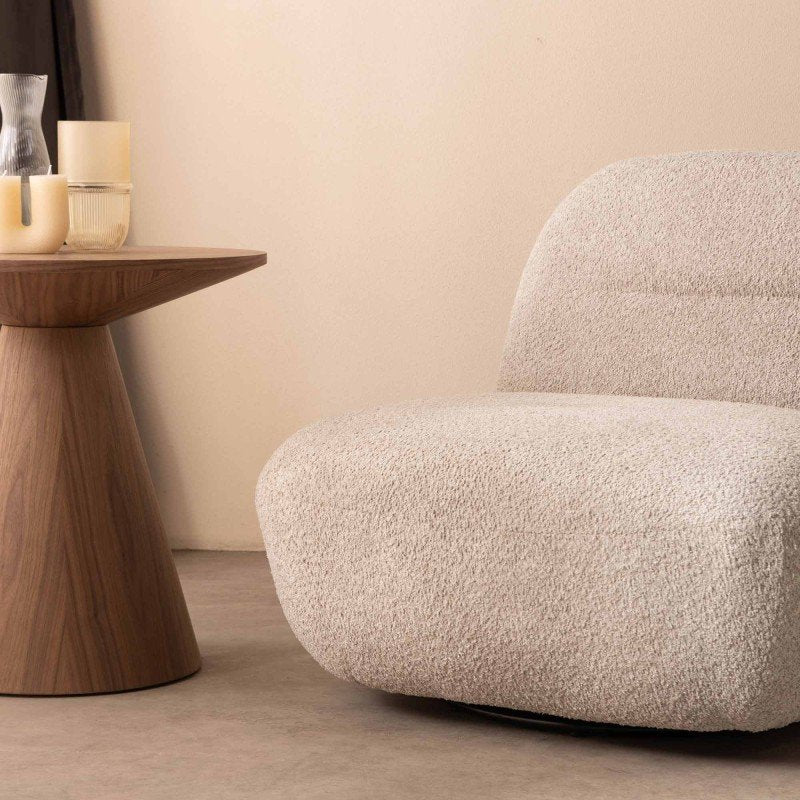 Poltrona girevole Moom grigio beige dalle forme tonde - NN-MOO-UPH-ARM-GREBEI-621 - foto 6