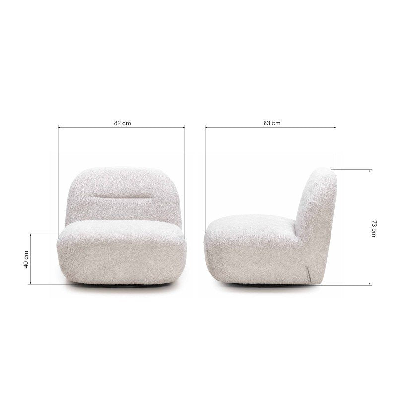 Poltrona girevole Moom grigio beige dalle forme tonde - NN-MOO-UPH-ARM-GREBEI-621 - foto 9