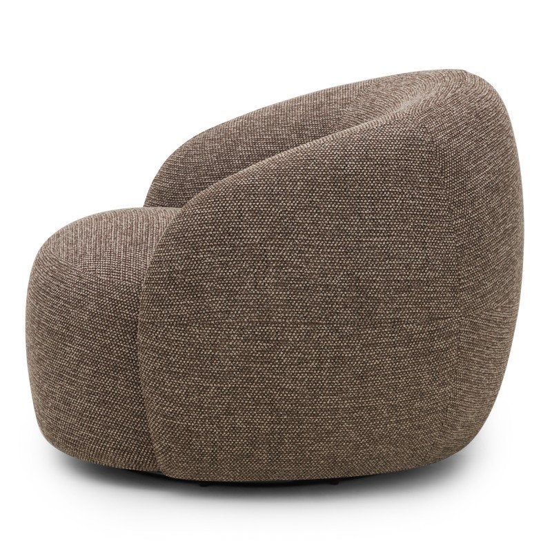 Poltrona girevole Nora marrone crema dalle forme tonde - NN-NOR-UPH-ARM-BRO-661 - foto 6