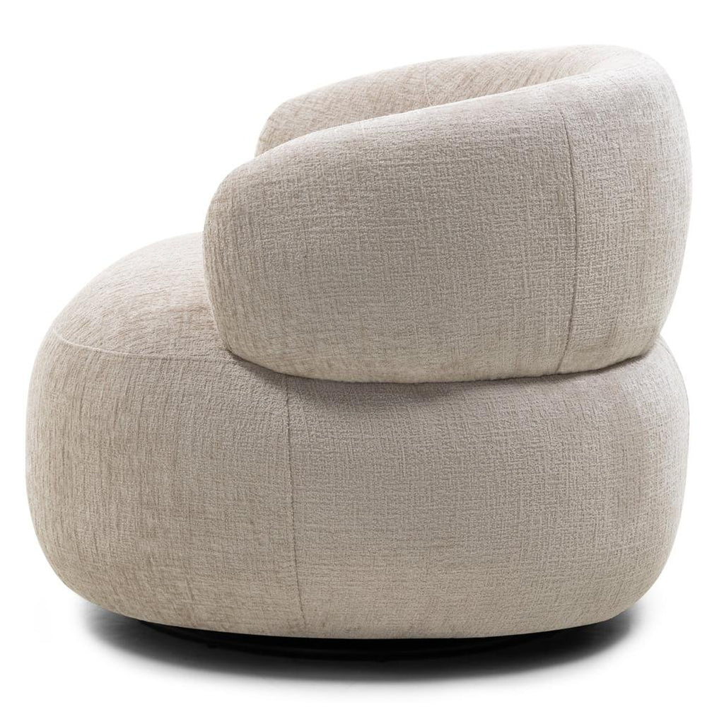 Poltrona girevole Oriel in ciniglia beige chiaro - NN-ORI-UPH-ARM-LIGBEI-228 - foto 3
