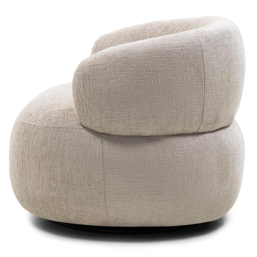Poltrona girevole Oriel in ciniglia beige chiaro - NN-ORI-UPH-ARM-LIGBEI-228 - foto 3