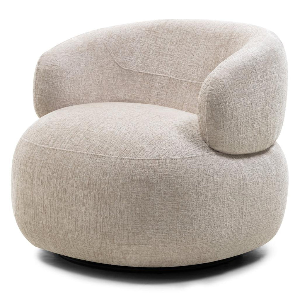 Poltrona girevole Oriel in ciniglia beige chiaro - NN-ORI-UPH-ARM-LIGBEI-228 - foto 4