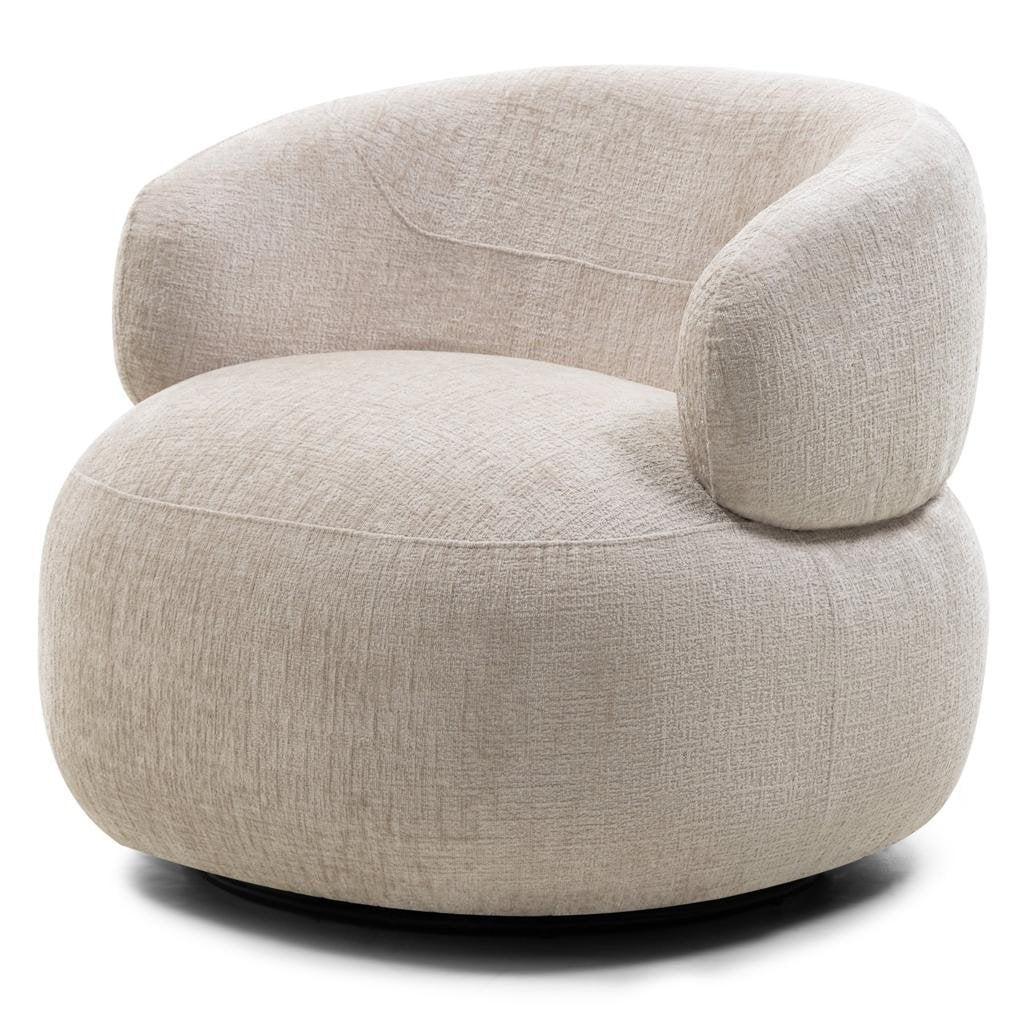 Poltrona girevole Oriel in ciniglia beige chiaro - NN-ORI-UPH-ARM-LIGBEI-228 - foto 4
