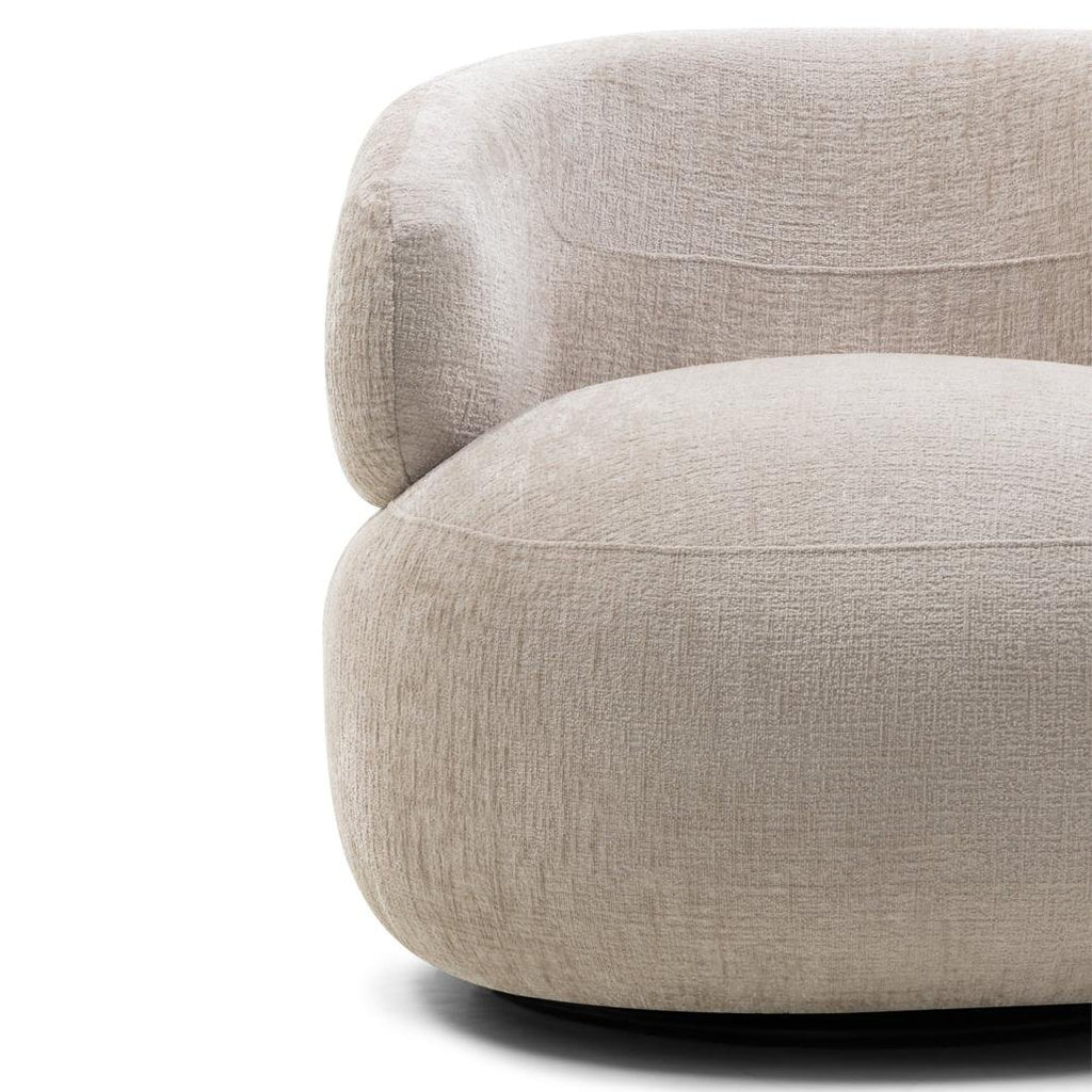 Poltrona girevole Oriel in ciniglia beige chiaro - NN-ORI-UPH-ARM-LIGBEI-228 - foto 5