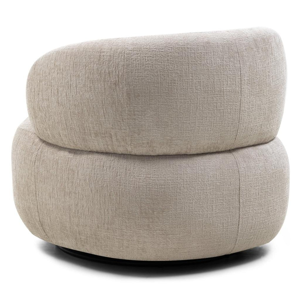 Poltrona girevole Oriel in ciniglia beige chiaro - NN-ORI-UPH-ARM-LIGBEI-228 - foto 6
