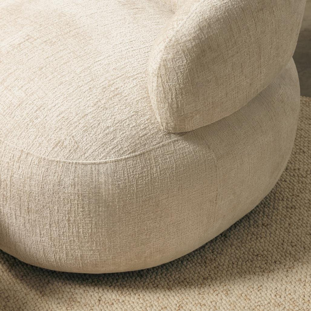 Poltrona girevole Oriel in ciniglia beige chiaro - NN-ORI-UPH-ARM-LIGBEI-228 - foto 7