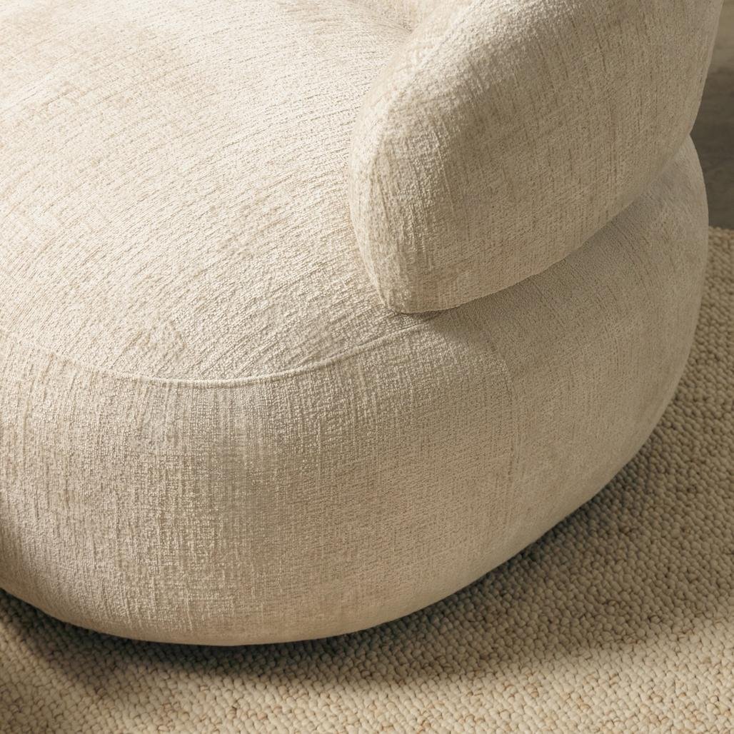 Poltrona girevole Oriel in ciniglia beige chiaro - NN-ORI-UPH-ARM-LIGBEI-228 - foto 7