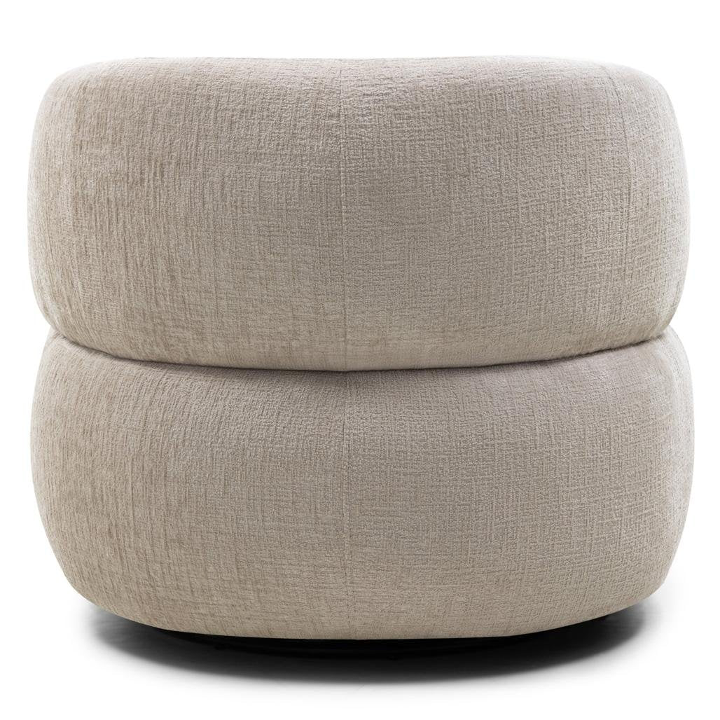 Poltrona girevole Oriel in ciniglia beige chiaro - NN-ORI-UPH-ARM-LIGBEI-228 - foto 8