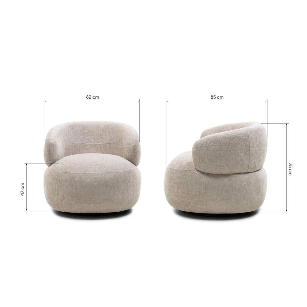 Poltrona girevole Oriel in ciniglia beige chiaro - NN-ORI-UPH-ARM-LIGBEI-228 - foto 9