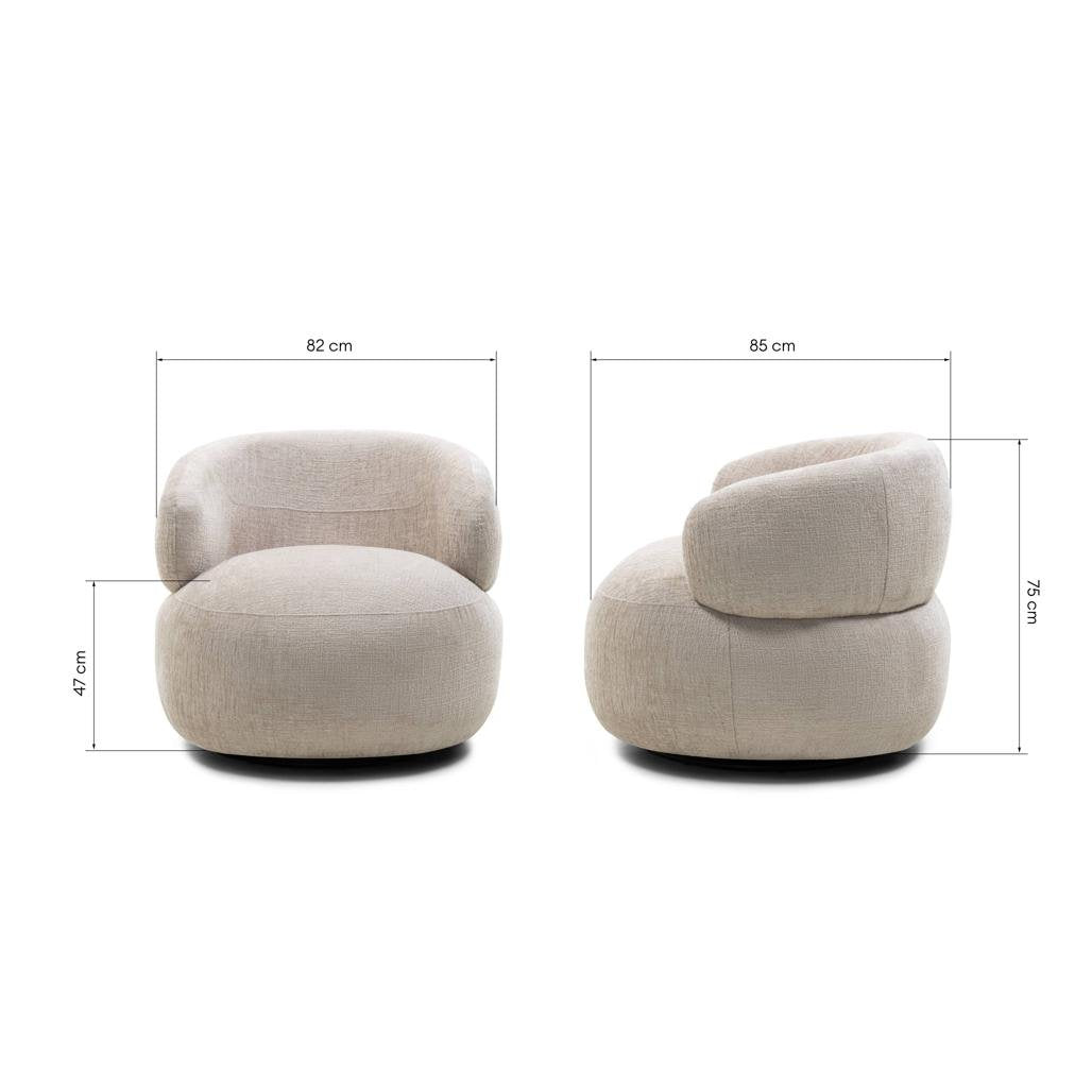 Poltrona girevole Oriel in ciniglia beige chiaro - NN-ORI-UPH-ARM-LIGBEI-228 - foto 9