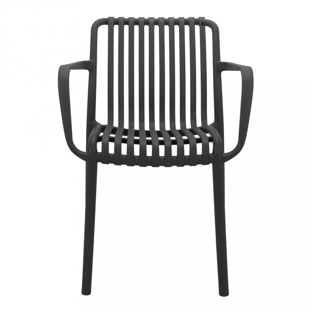 Poltrona Giuly colore Antracite in polipropilene, vista frontale su sfondo neutro.