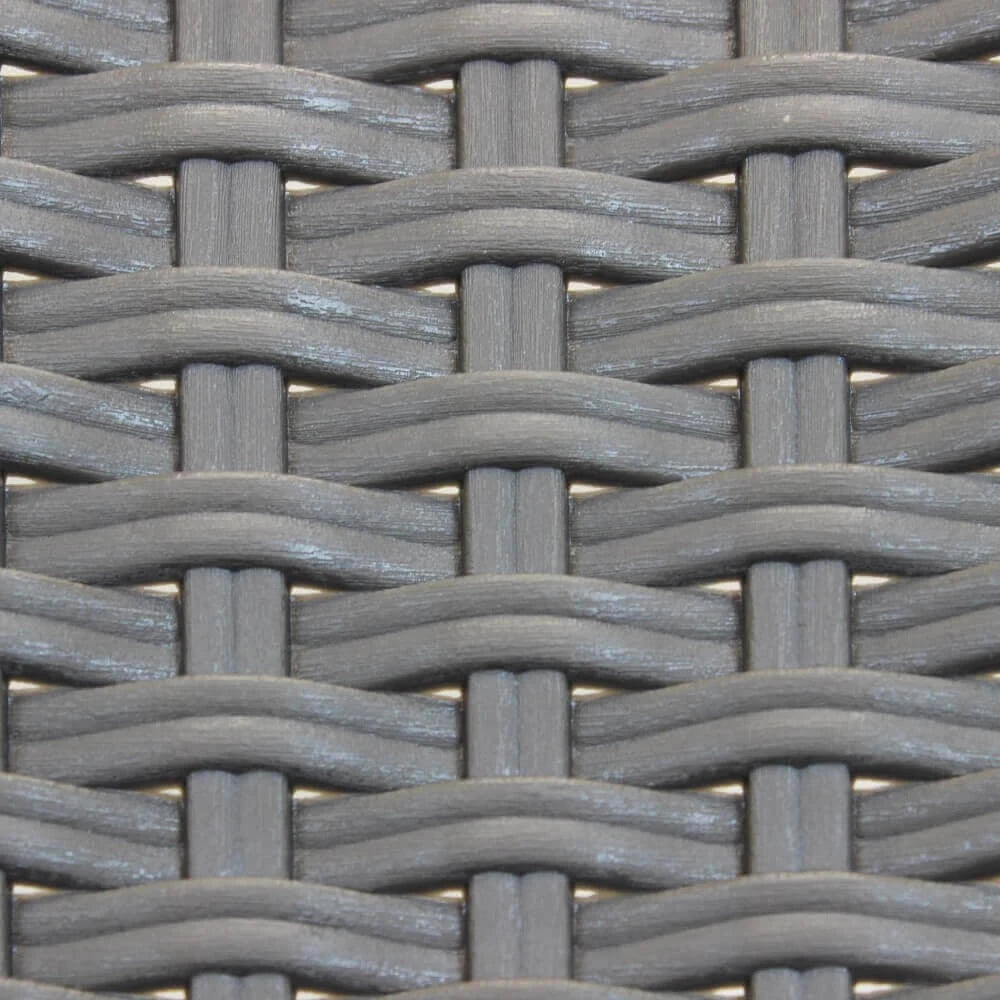 Poltrona Indiana in poly rattan tortora con braccioli, impilabile per esterni, trama schienale