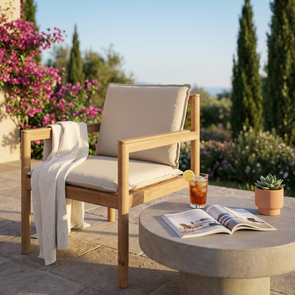 Poltrona Istanbul Impilabile in Teak con Cuscini - TE804340