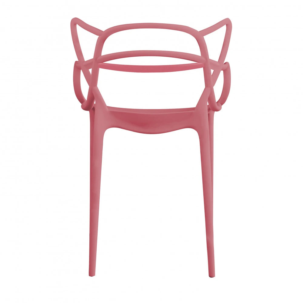 Poltrona moderna Lily Rossa in Polipropilene con braccioli, ideale per cucina o ufficio, vista retro