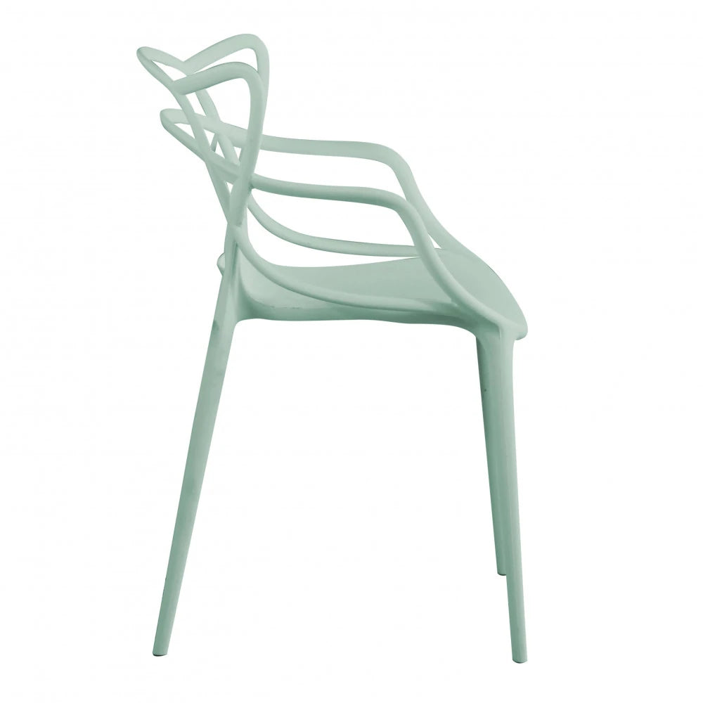 Poltrona Lily Verde in Plastica: Comfort Essenziale e Tocco di Natura vista laterale